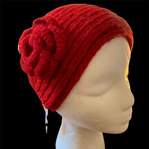 Red Knit Headband, Fully Lined, Made in Nepal NWT